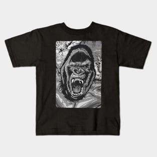 Wild Gorilla (Black Version) Kids T-Shirt